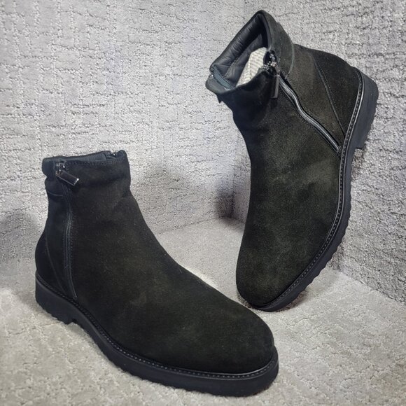 Giovanni Conti Men's Size EU 45 Black Suede Sherpa Lined Winter Ankle Boots - Picture 8 of 12